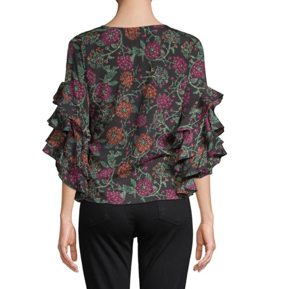 LIKELY Night Garden Wren Wrap Top Size XS - Picture 3 of 11